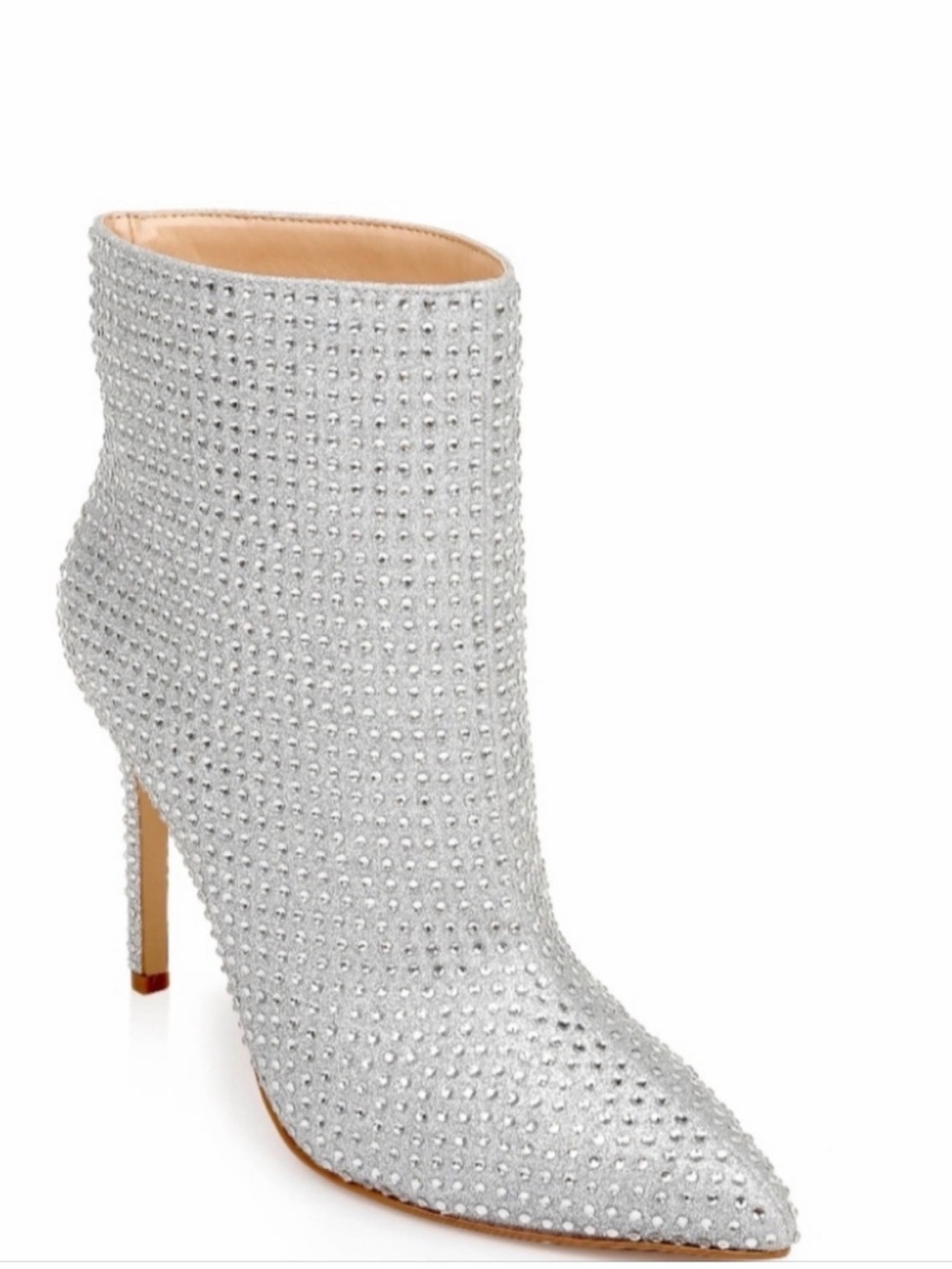 Jewel Badgley Mischka Silver Crystal-Studded Pointed-Toe Ankle Bootie